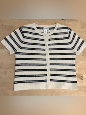 Song of Style Cream & black Striped Short Sleeve Cardigan